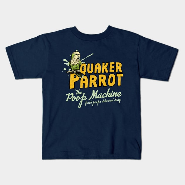 Quaker Parrot The Poop Machine Kids T-Shirt by Depot33